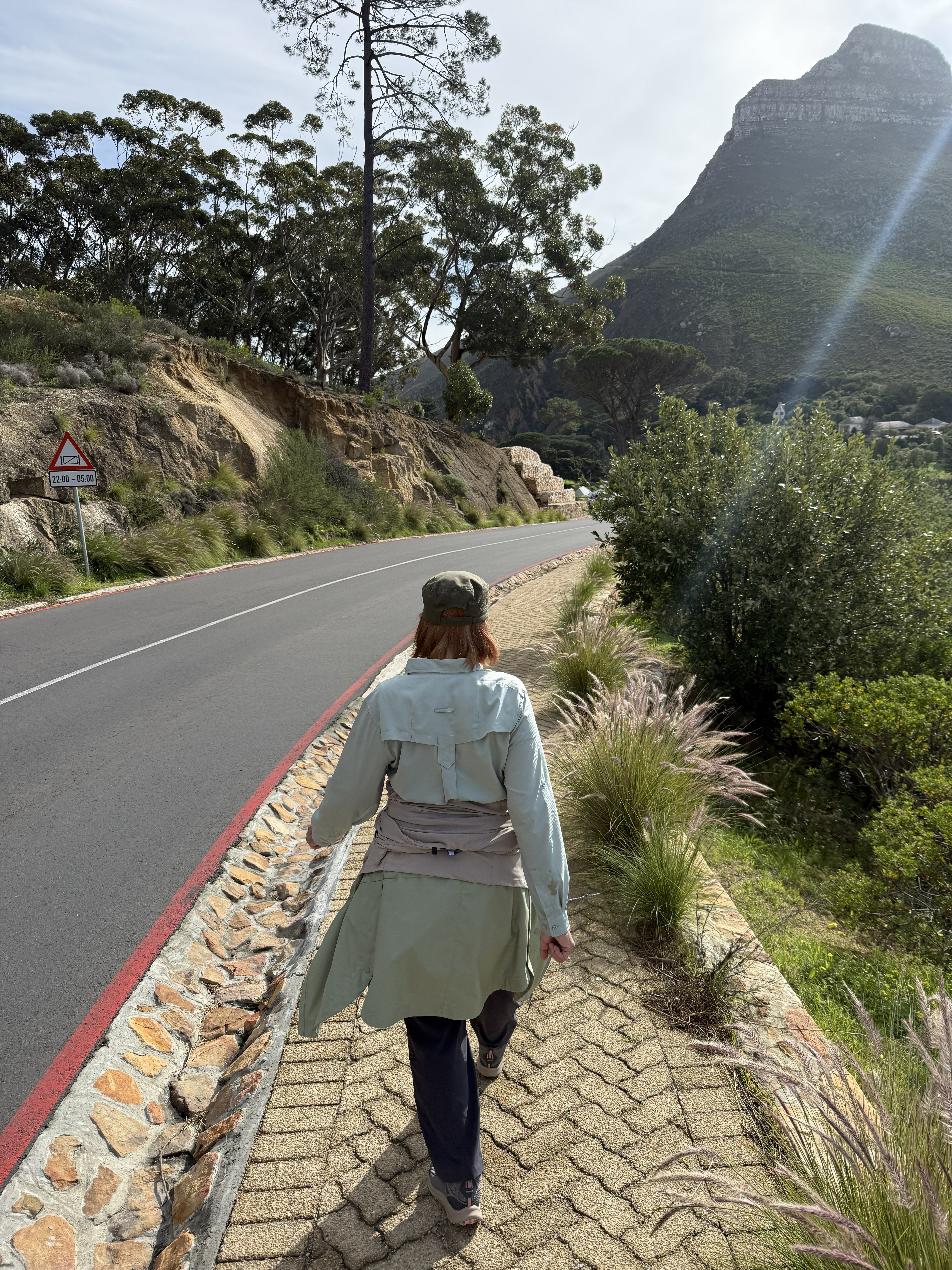 Bonnie, walking ahead, starting the long journey to return to our hotel.