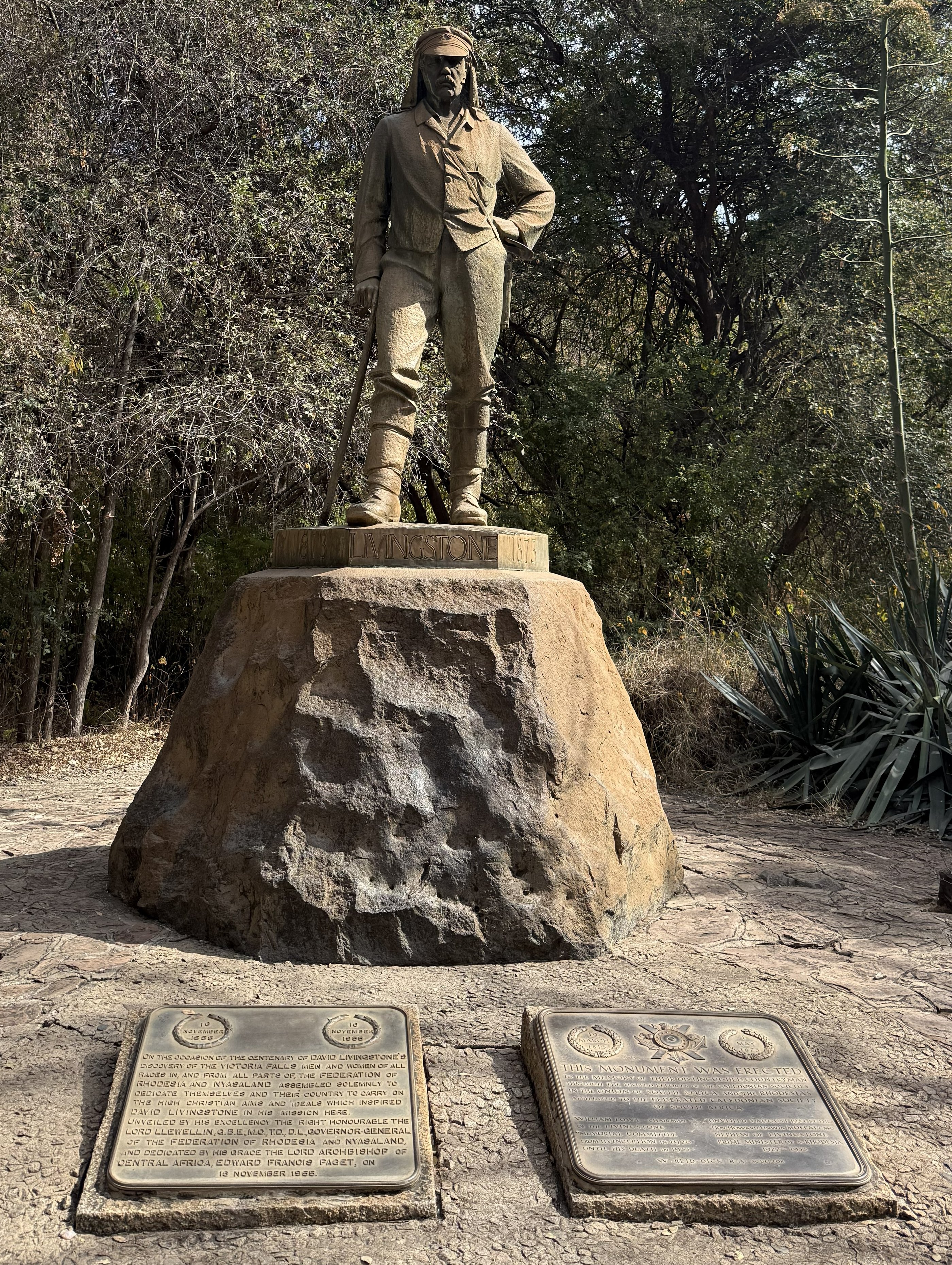 Livingstone himself, in bronze, at the falls he renamed. He is looking out over the gorge, which is the correct direction, and he has been doing it since long before any of us got