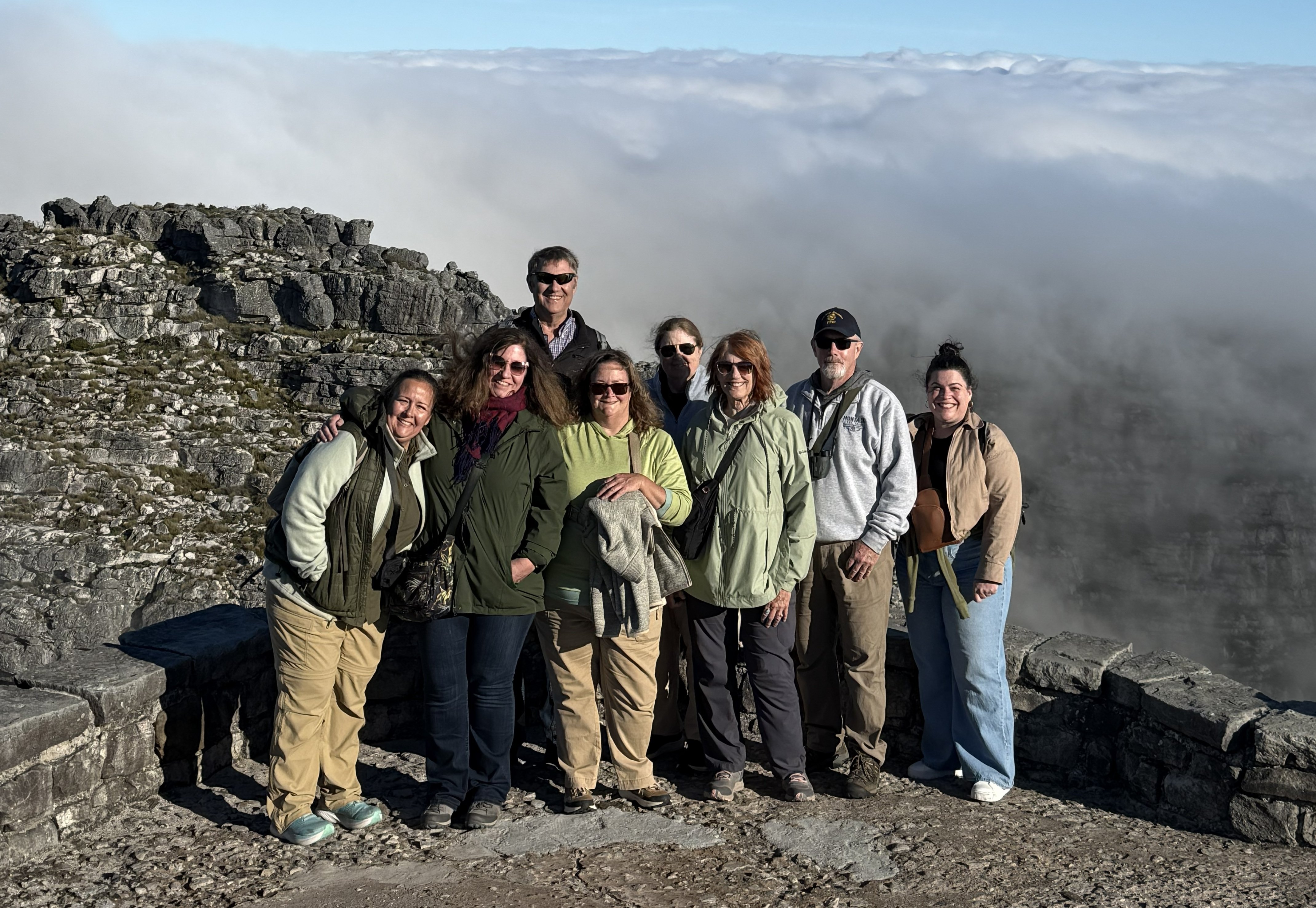 The group on top, the whole tour assembled on the roof of the Cape.