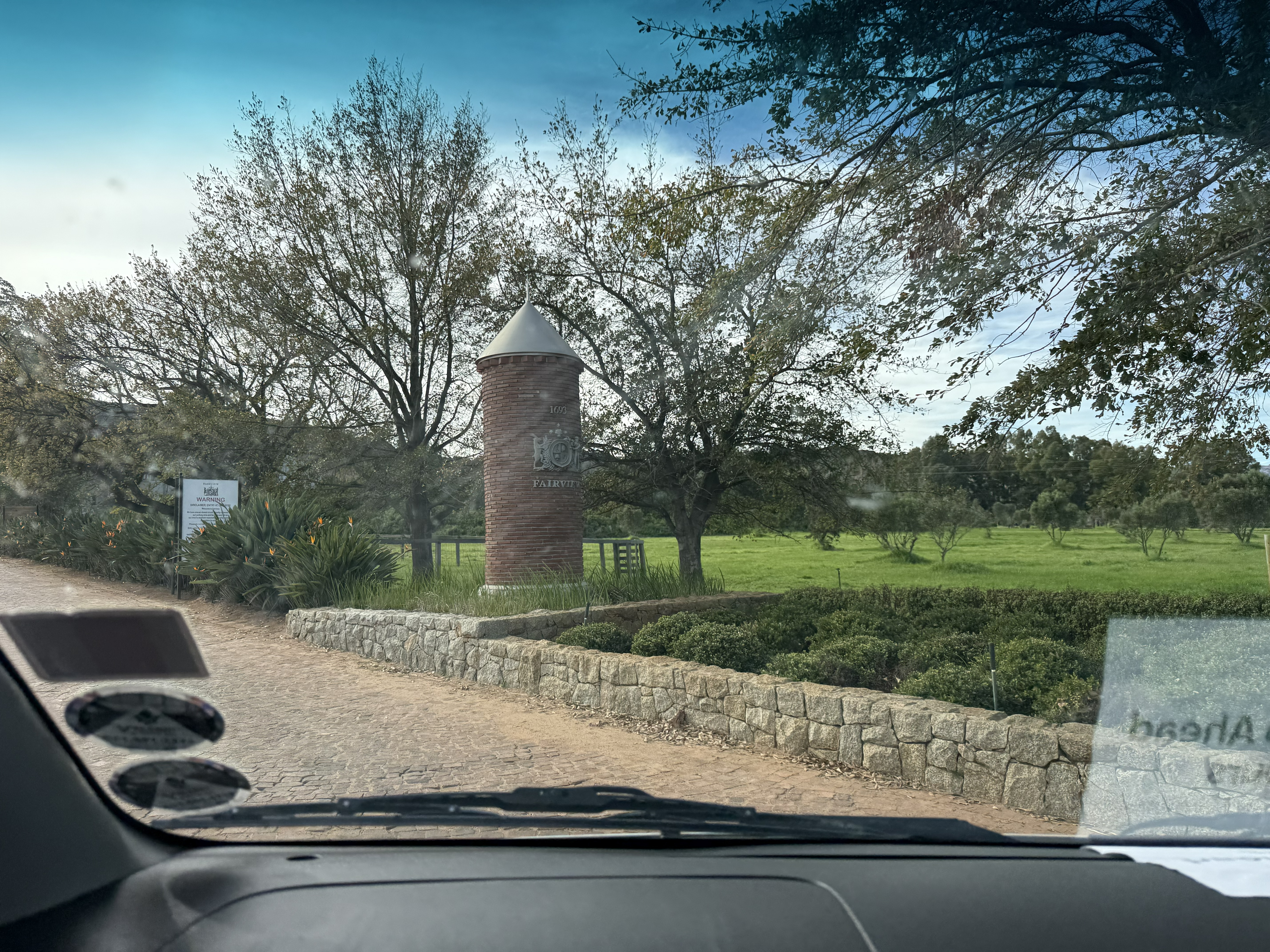 Arriving at Fairview in Paarl, at the foot of the mountain.